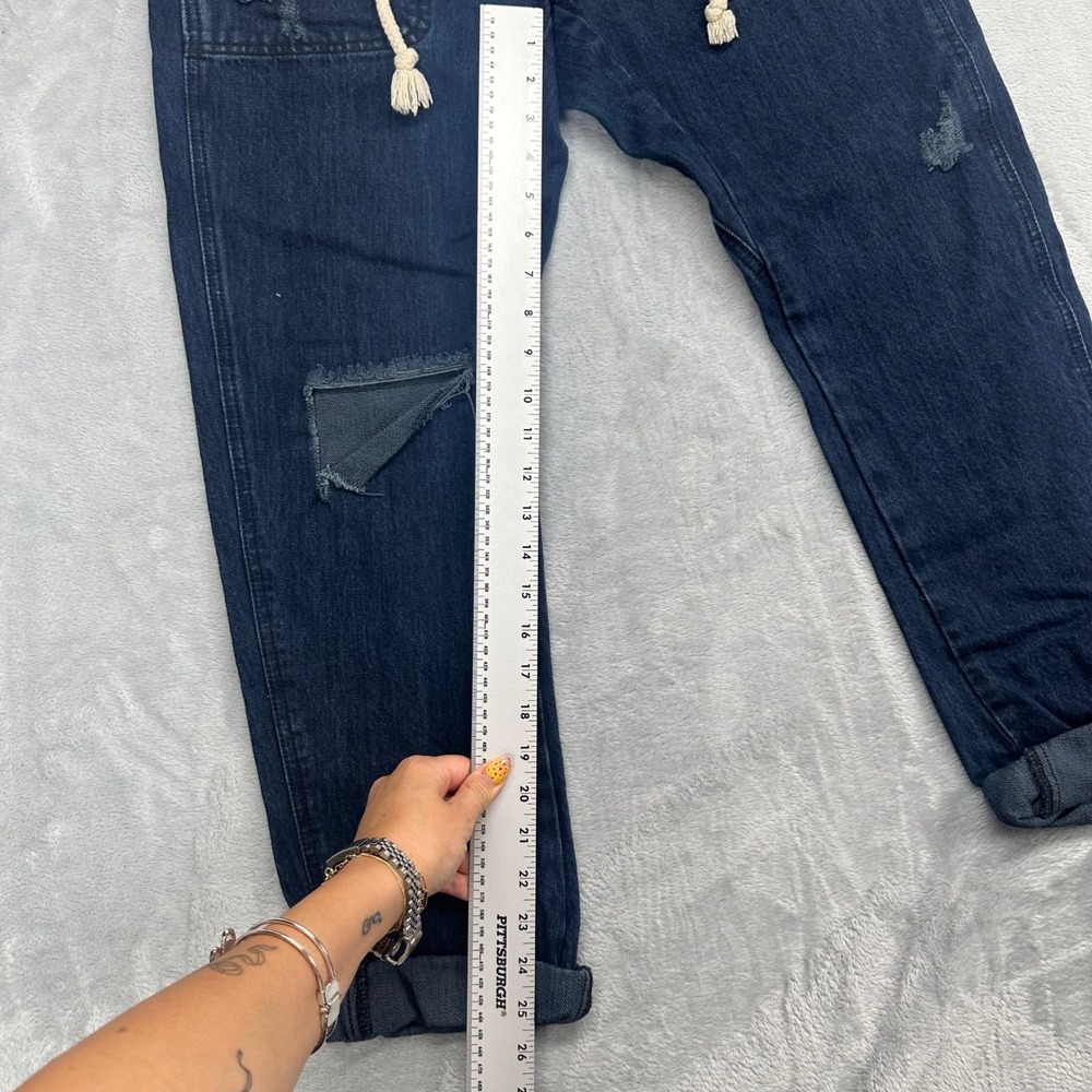 OneTeaspoon Womens Distressed Denim Joggers Dark Wash Recycled Cotton Small - Picture 2 of 6